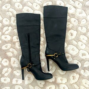 Isola Black Heeled Knee-High Boots